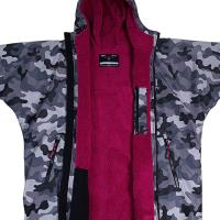 Two Bare Feet Kids Weatherproof Changing Robe & Changing Mat - Grey Camo / Raspberry Extra Image 2 Preview